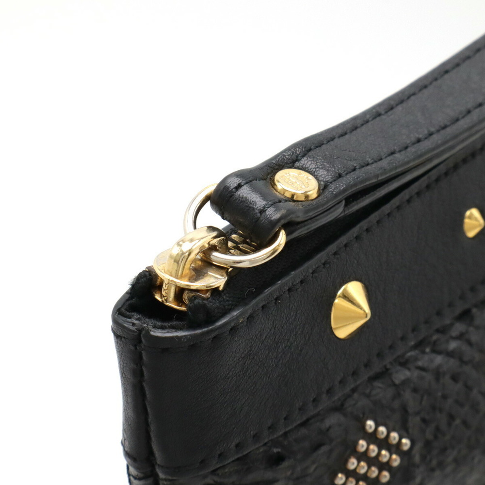 MCM clutch bag Shoulder studded python leather Bl… - image 6